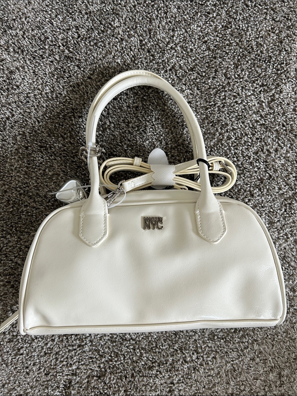 NWT NYC Cream Dome-Top Satchel with Removable Strap